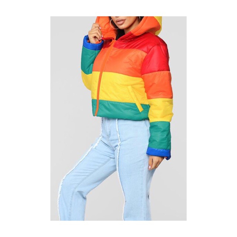 CASUAL STRIPED MULTICOLORED COTTON-PADDED JACKET